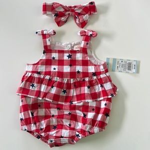Cat & Jack Fourth of July Romper Outfit